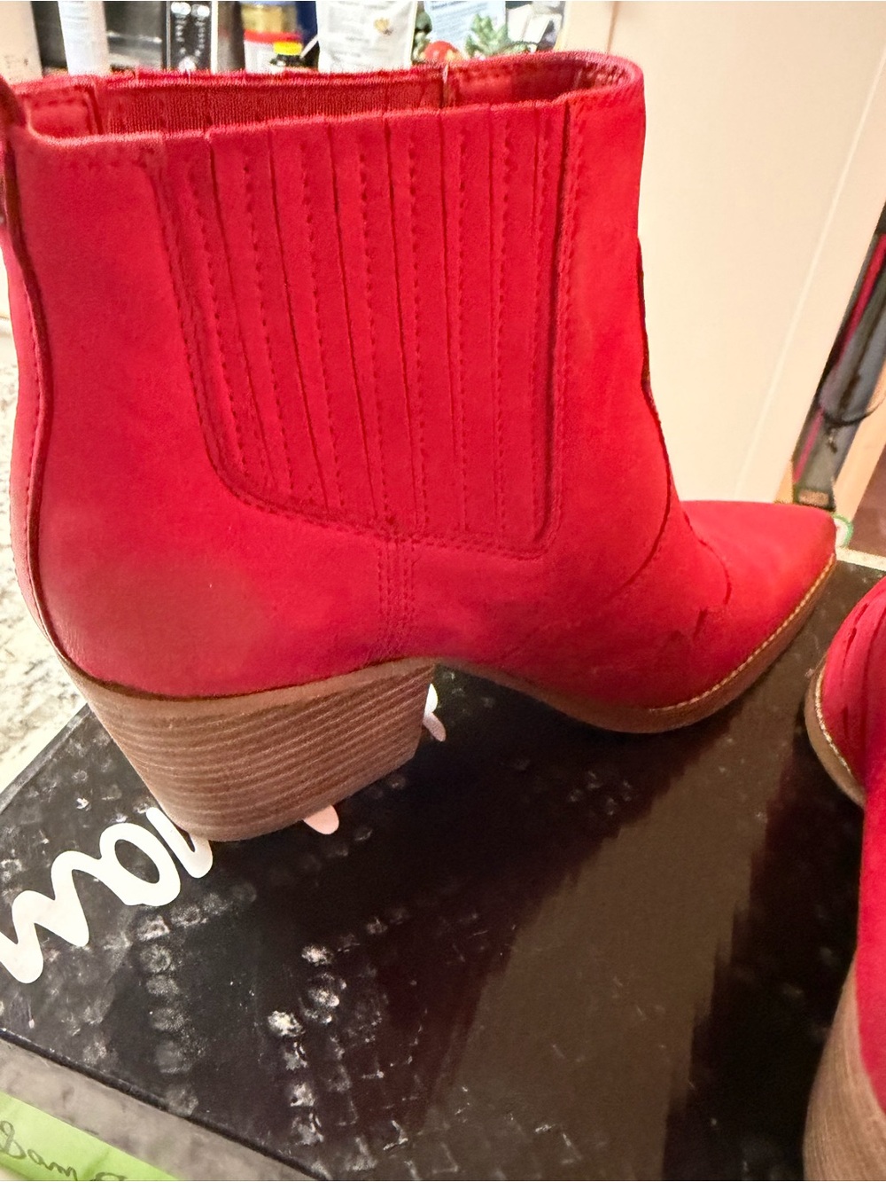 Sam Edelman Red Pointed Western Ankle Booties - Picture 6 of 13